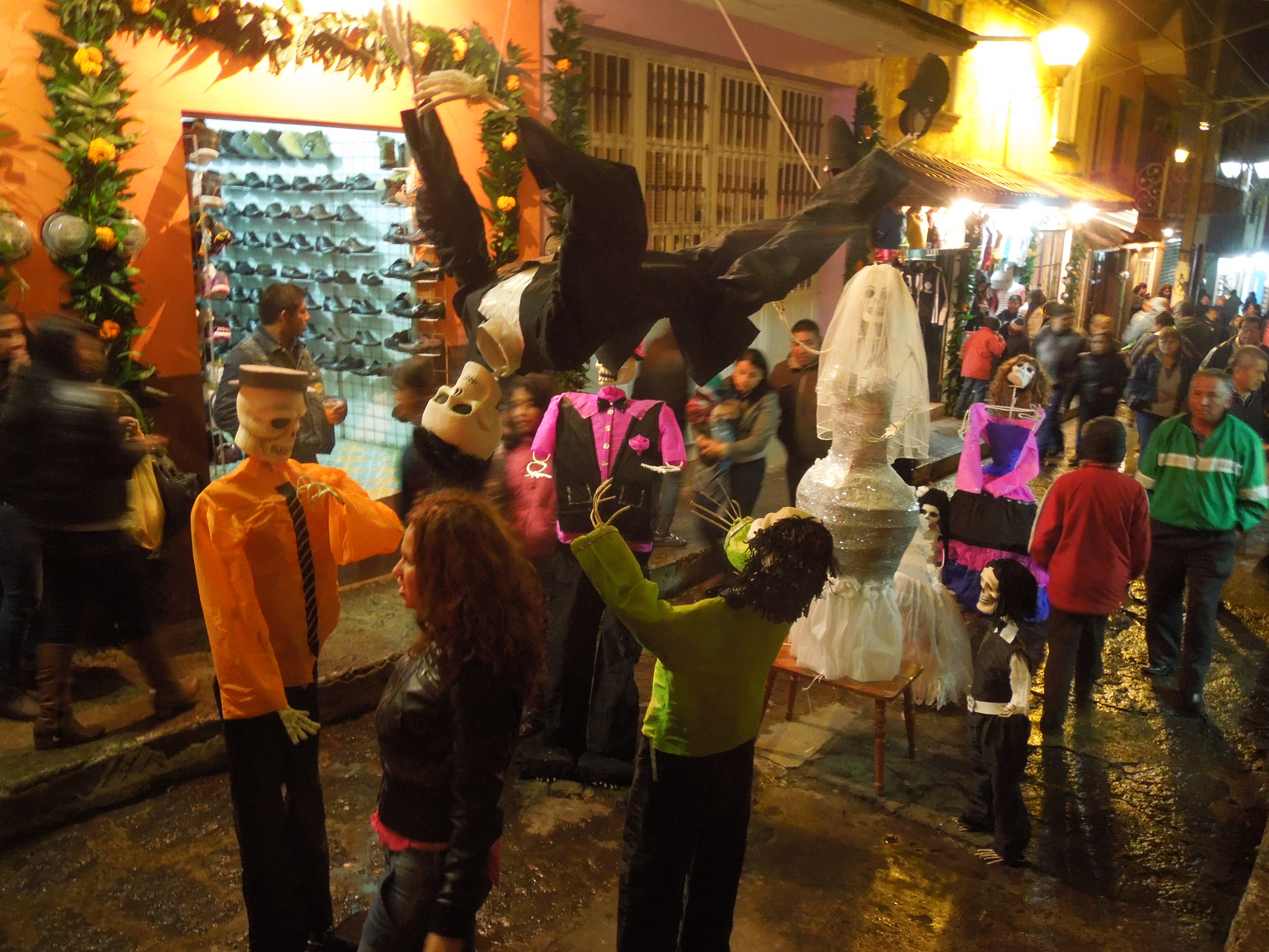 See lively skeletons on the streets of Naolinco, Veracruz for Día de Muertos (Day of the Dead) celebrations.